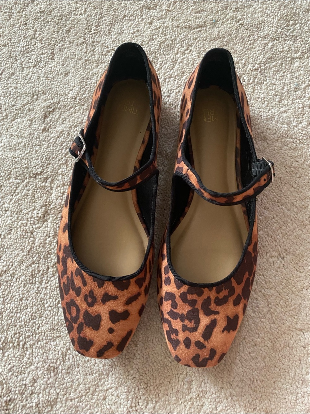 Time and Tru Leopard Mary Jane Flats - Brown & Black